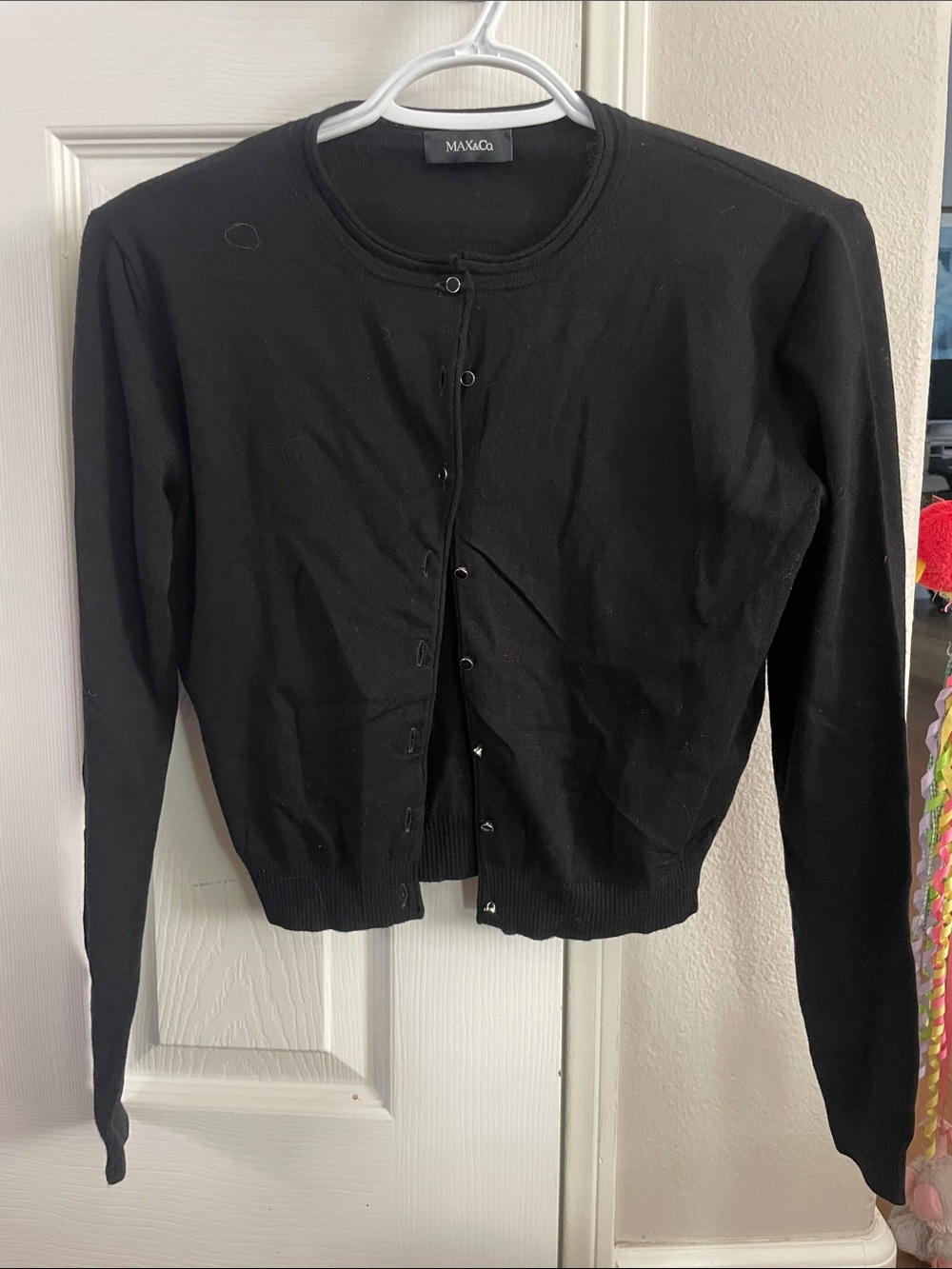 Max & Co. Black Crewneck Button Cardigan